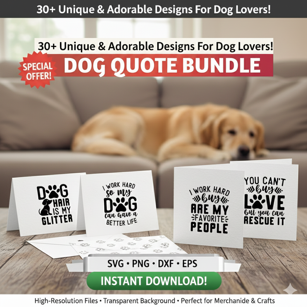Ultimate Dog Lover SVG Bundle – 30 Funny & Cute Quotes