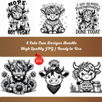 8 Cute Highland Cow Clipart Bundle 🐮