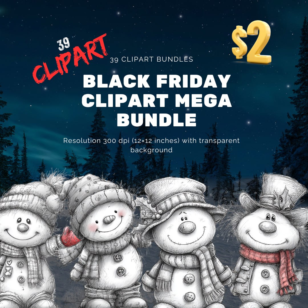 🛍️ Black Friday Clipart Mega Bundle | 39 PNG Sets (300 DPI)