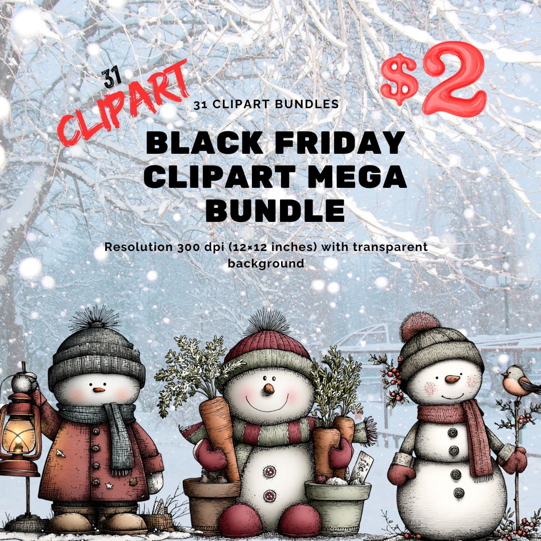 🎨 31 Black Friday Cliparts! Boost Your Designs Instantly 🖤