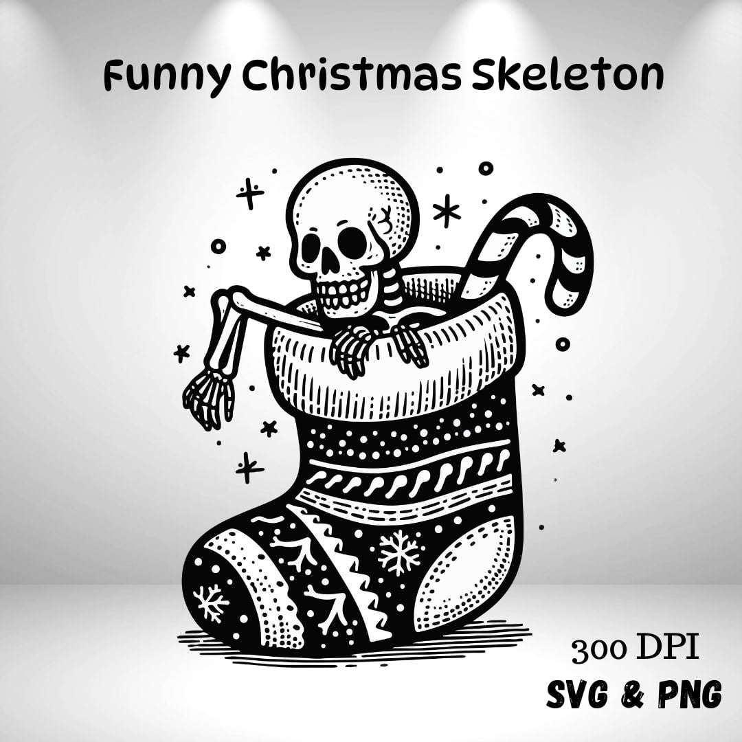 Funny Christmas Skeleton SVG PNG