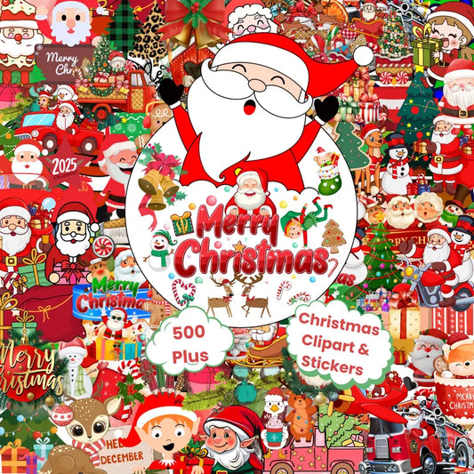 Christmas PNG Clipart Bundle: 500+ Santa & Holiday Designs (Digital Download)