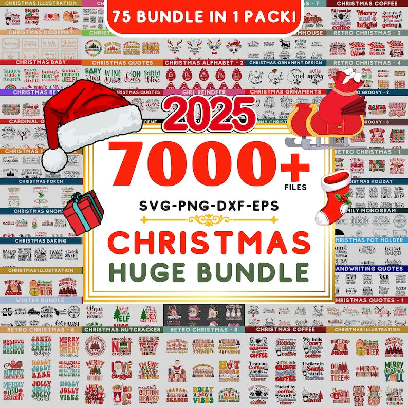 Christmas Mega Bundle 2025 | Retro & Funny Christmas SVG PNG Files