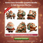 Vintage Santa Christmas Clipart Bundle – 34 PNG