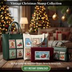 Retro Christmas Stamp Collection – 60 PNG Vintage Holiday Designs