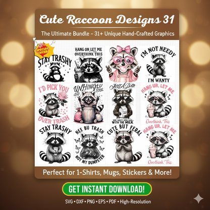 Cute Coffee Raccoon GPG Set | 31 Funny Designs