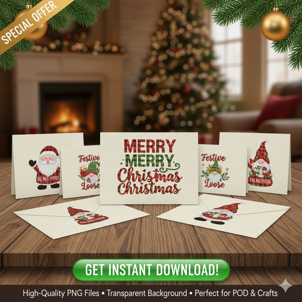 Faux Yarn Christmas PNG Bundle – Cozy Crochet, Knit & Embroidery Designs