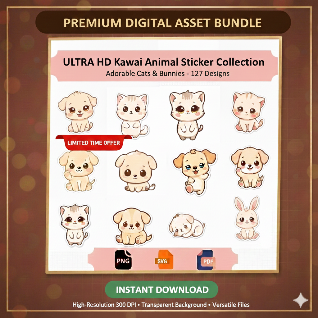 Kawaii Baby Animals Sticker Pack (127 Designs)