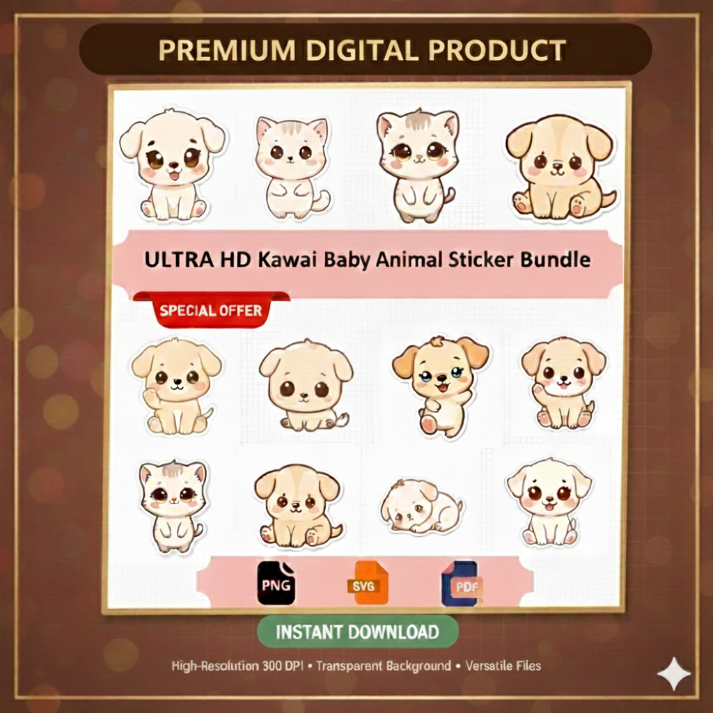 Kawaii Baby Animals Sticker Pack (127 Designs)