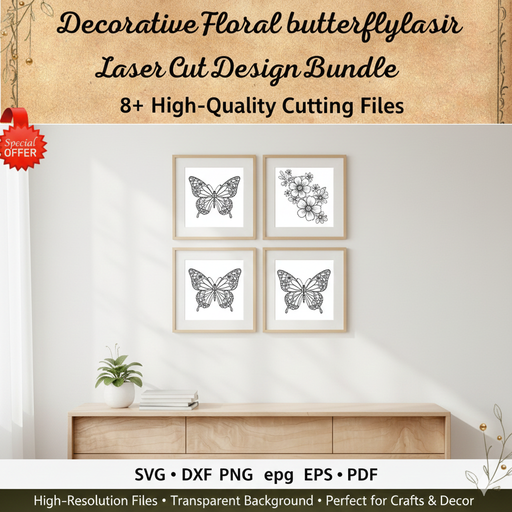 Decorative Floral Butterfly SVG Bundle | Laser Cut Files for Cricut & Silhouette