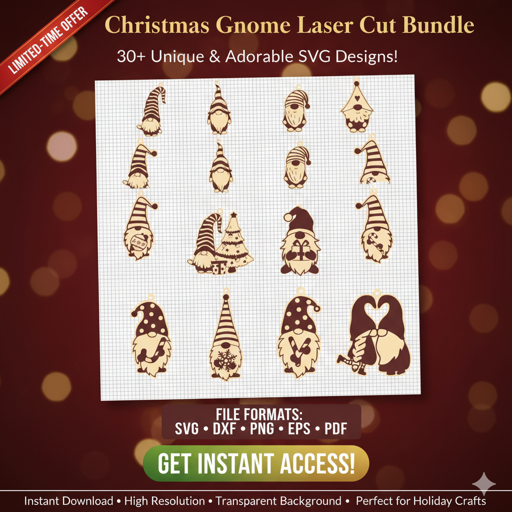 Christmas Gnome Laser Cut SVG Bundle