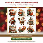 Vintage Santa Christmas Clipart Bundle – 34 PNG