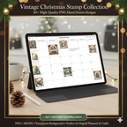 Retro Christmas Stamp Collection – 60 PNG Vintage Holiday Designs