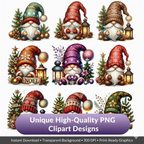 Christmas Gnomes Magic Clipart