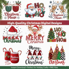 Faux Yarn Christmas PNG Bundle – Cozy Crochet, Knit & Embroidery Designs