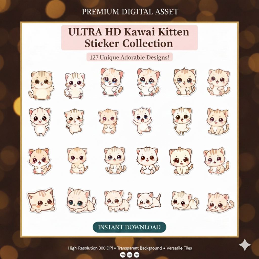 Kawaii Baby Animals Sticker Pack (127 Designs)