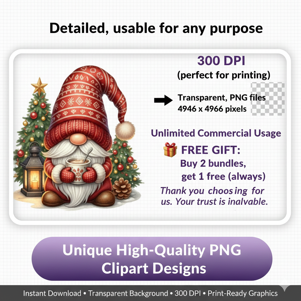 Christmas Gnomes Magic Clipart