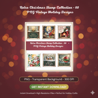 Retro Christmas Stamp Collection – 60 PNG Vintage Holiday Designs