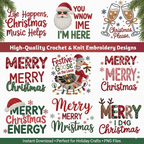Faux Yarn Christmas PNG Bundle – Cozy Crochet, Knit & Embroidery Designs