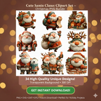 Vintage Santa Christmas Clipart Bundle – 34 PNG
