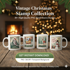 Retro Christmas Stamp Collection – 60 PNG Vintage Holiday Designs