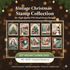 Retro Christmas Stamp Collection – 60 PNG Vintage Holiday Designs