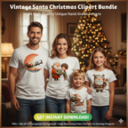 Vintage Santa Christmas Clipart Bundle – 34 PNG