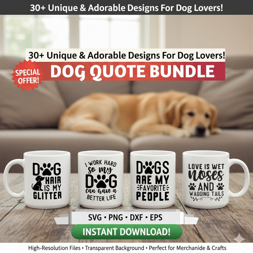 Ultimate Dog Lover SVG Bundle – 30 Funny & Cute Quotes
