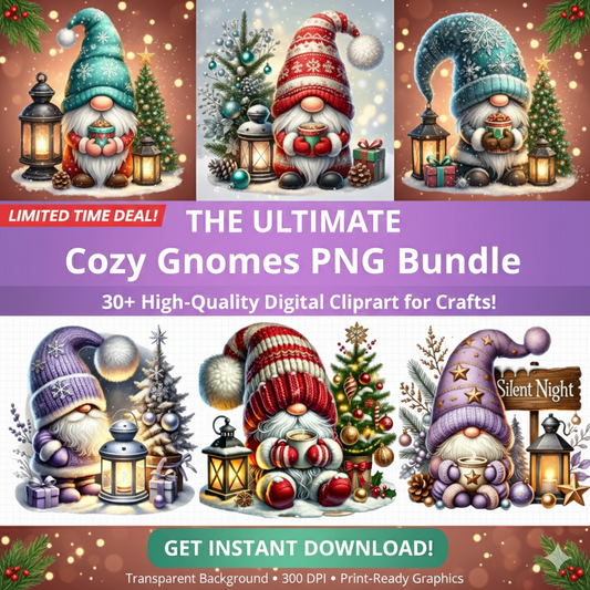 Christmas Gnomes Magic Clipart