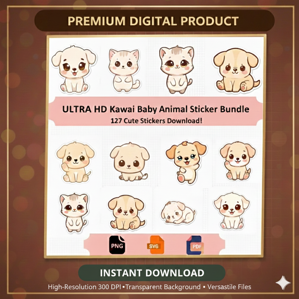 Kawaii Baby Animals Sticker Pack (127 Designs)